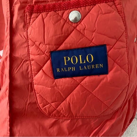 Polo Ralph Lauren Red Quilted Barn Jacket Coat Button Collar Womens Size Medium - Picture 8 of 11